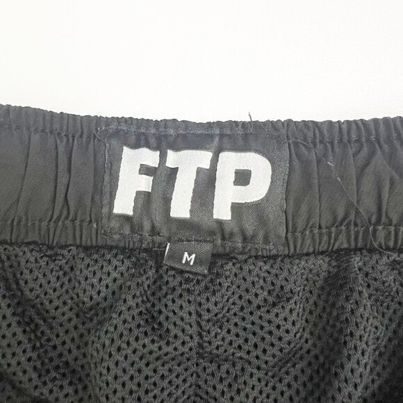 FTP Nation Track Pants Mens M Black Green Belted Nylon Joggers Y2K Streetwear - Picture 6 of 15